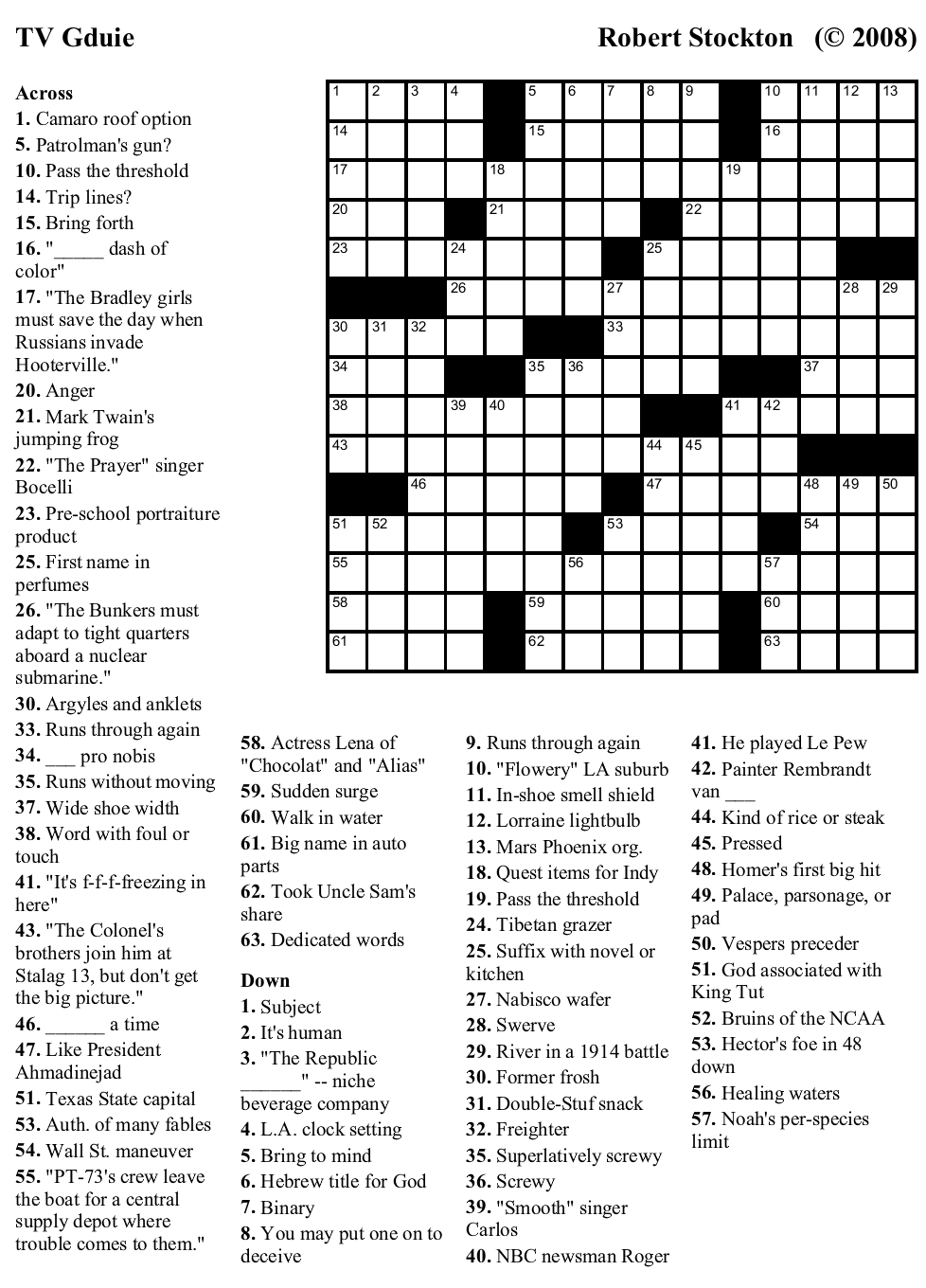 10 Best Photos Of Printable Tv Crossword Puzzle - Free Printable Tv - Printable Tv Crossword Puzzles