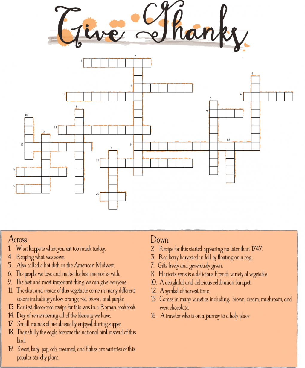 10 Superfun Thanksgiving Crossword Puzzles | Kittybabylove - Free Printable Crossword Puzzles Thanksgiving
