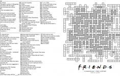 104 Word 'friends' Themed Crossword Puzzle : Howyoudoin - Friends Crossword Puzzle Printable
