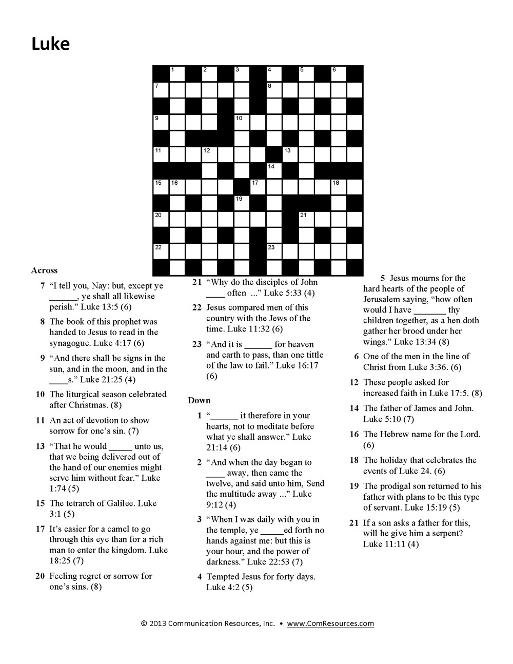 15 Fun Bible Crossword Puzzles | Kittybabylove - Free Printable Religious Crossword Puzzles