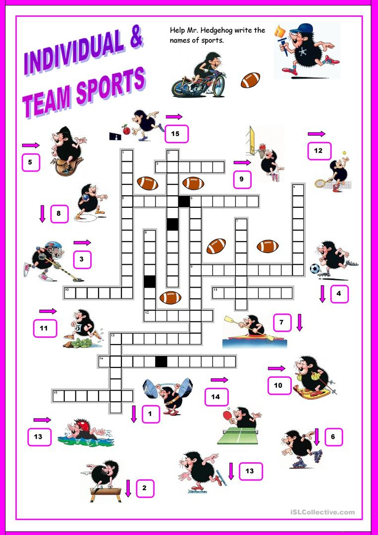16 Free Esl Sports Crossword Worksheets - Free Printable Sports - Printable Crossword Puzzles About Sports