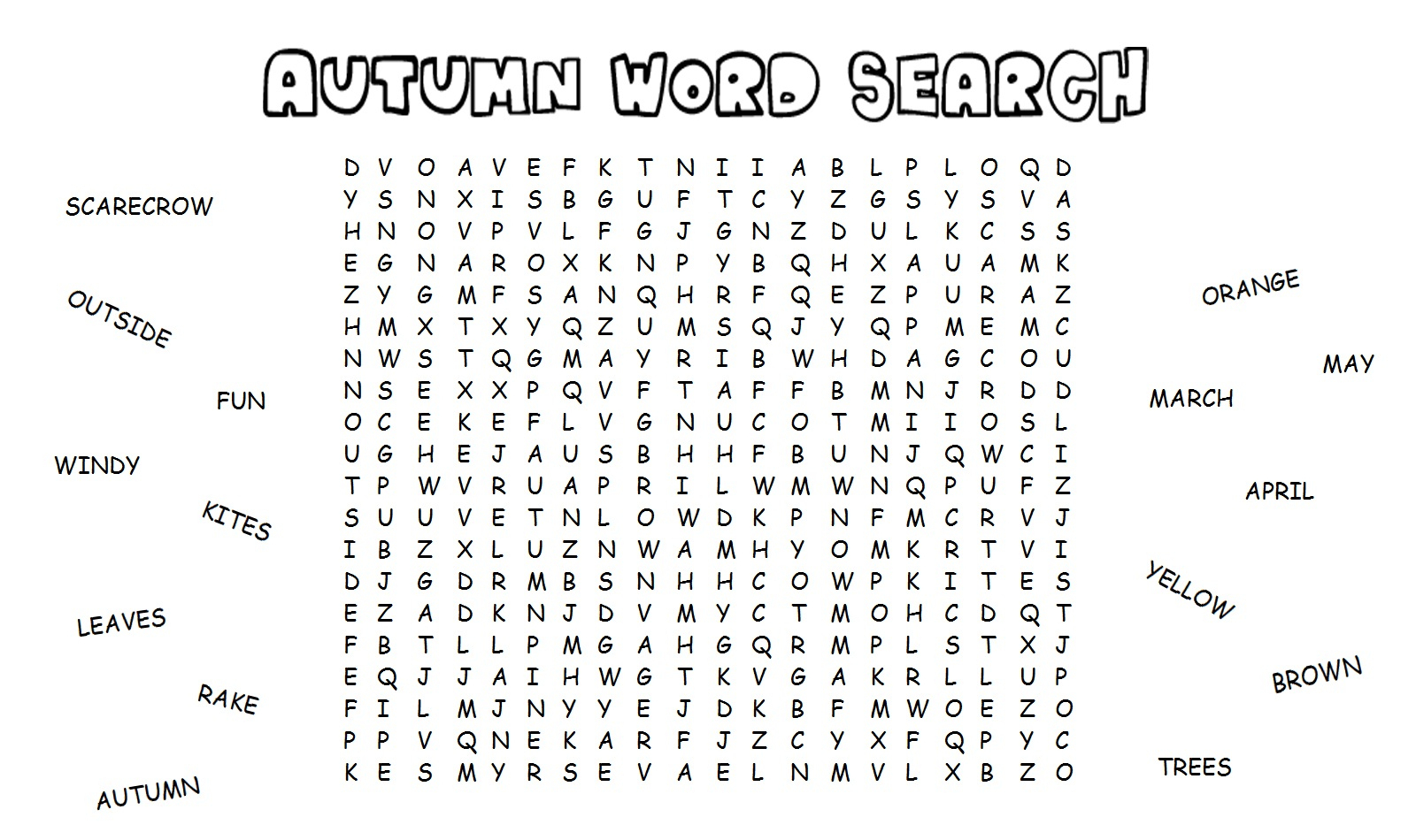 18 Fun Fall Word Search Puzzles | Kittybabylove - Printable Word Puzzles Uk