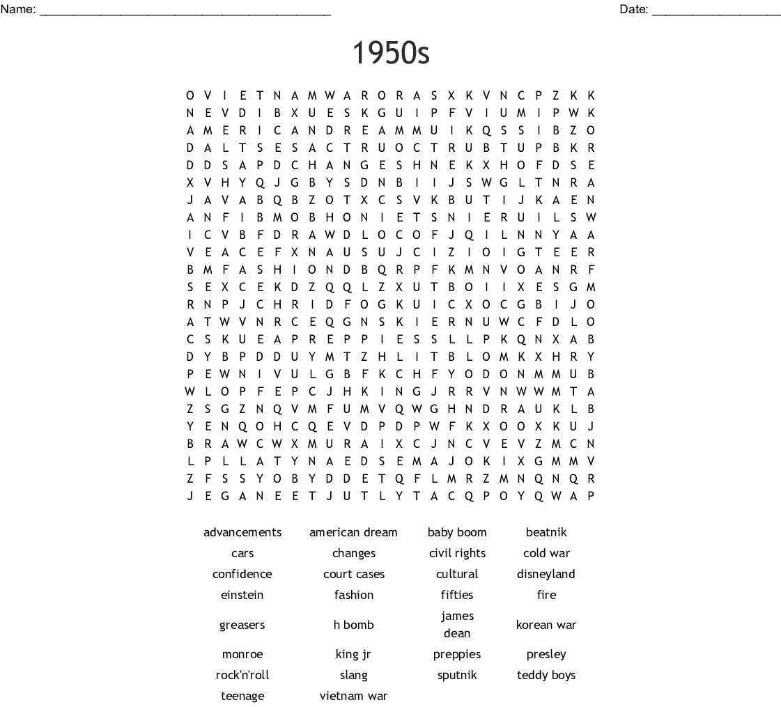 1950S Crossword Puzzle Printable Printable Crossword Puzzles