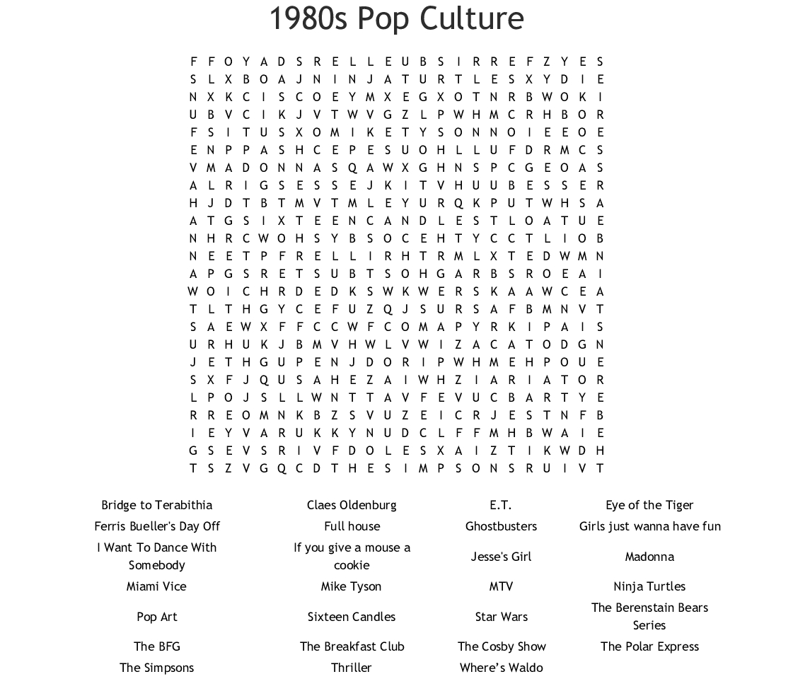 Crossword Puzzles Printable 1980S Printable Crossword Puzzles