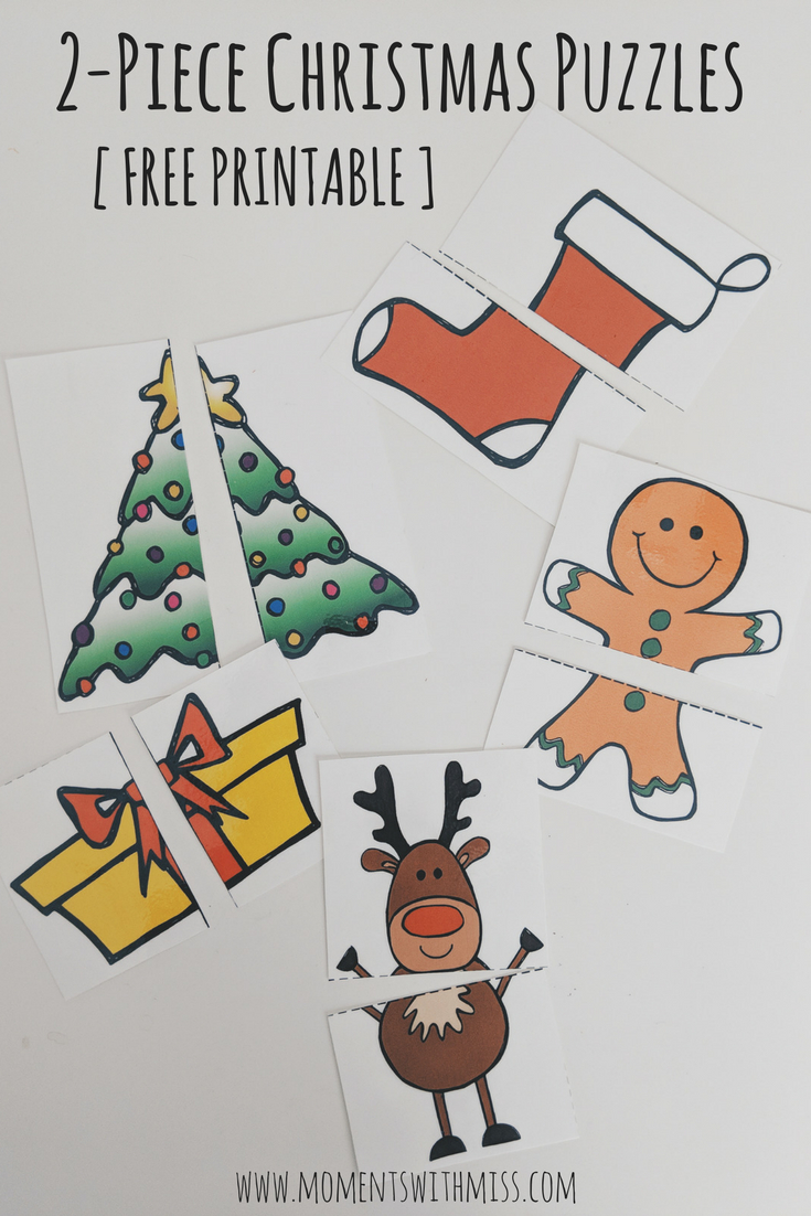 2-Piece Christmas Puzzles With Free Printable — Moments With Miss - Printable 2 Piece Puzzles