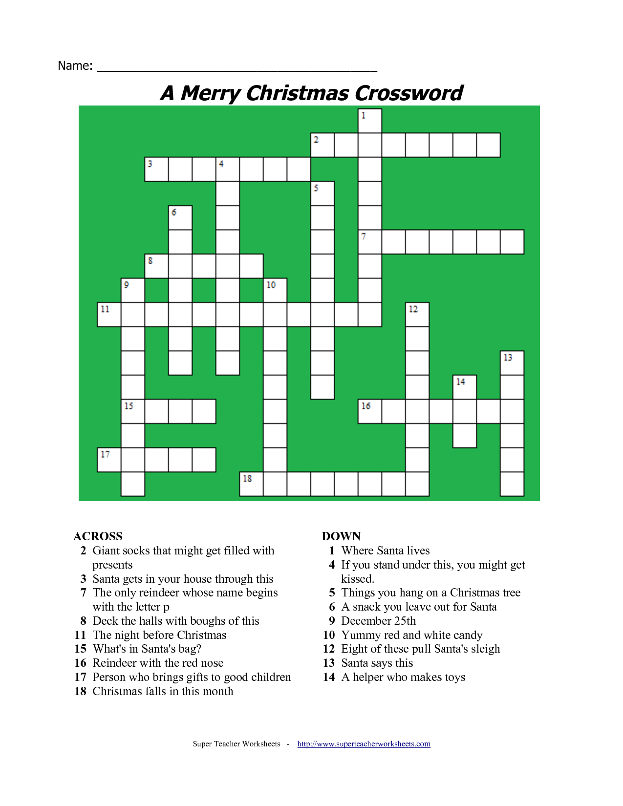 Printable Holiday Crossword Puzzles Printable Crossword Puzzles
