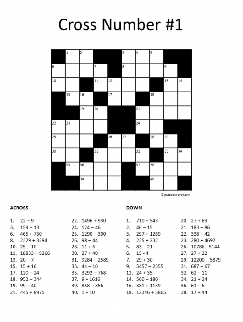 20 Math Puzzles To Engage Your Students | Prodigy - 7 Printable Crosswords