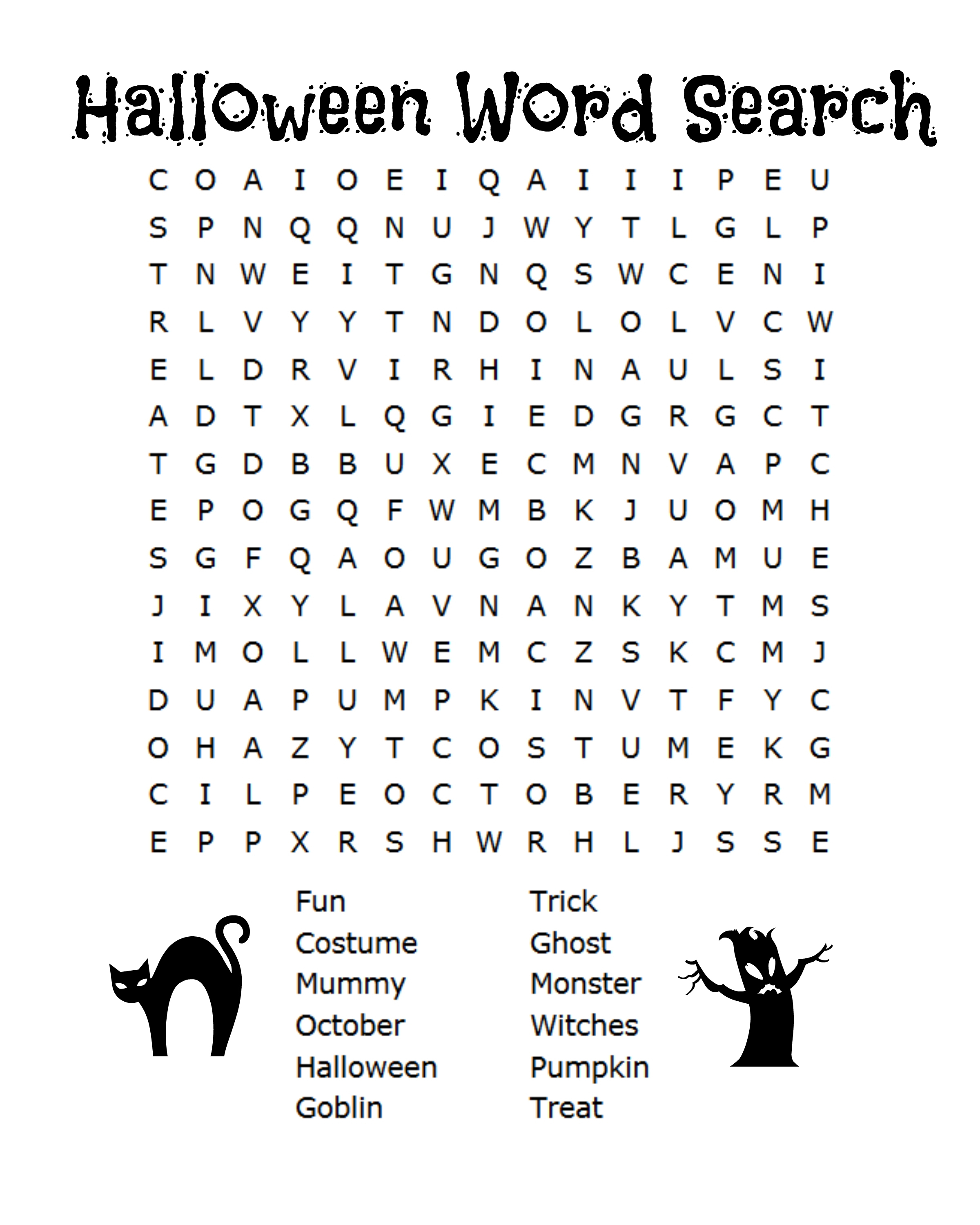 26 Spooky Halloween Word Searches | Kittybabylove - Free Printable - Printable October Puzzles