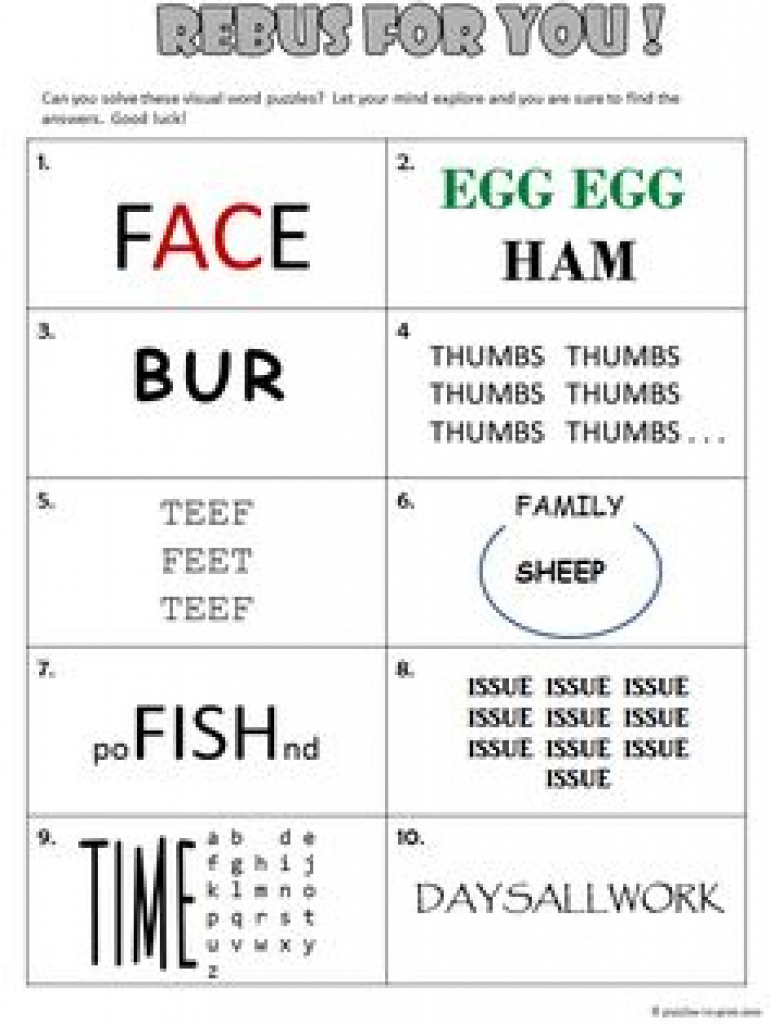 34 Best Rebus Puzzles Images On Pinterest | Puzzles, Brain Teaser - Printable Puzzle Brain Teasers