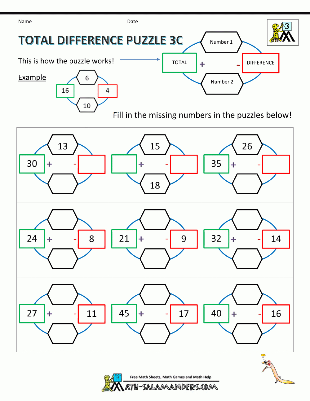 3Rd-Grade-Puzzles-Total-Difference-Puzzle-3C.gif (1000×1294) | Third - Printable Multiplication Puzzle