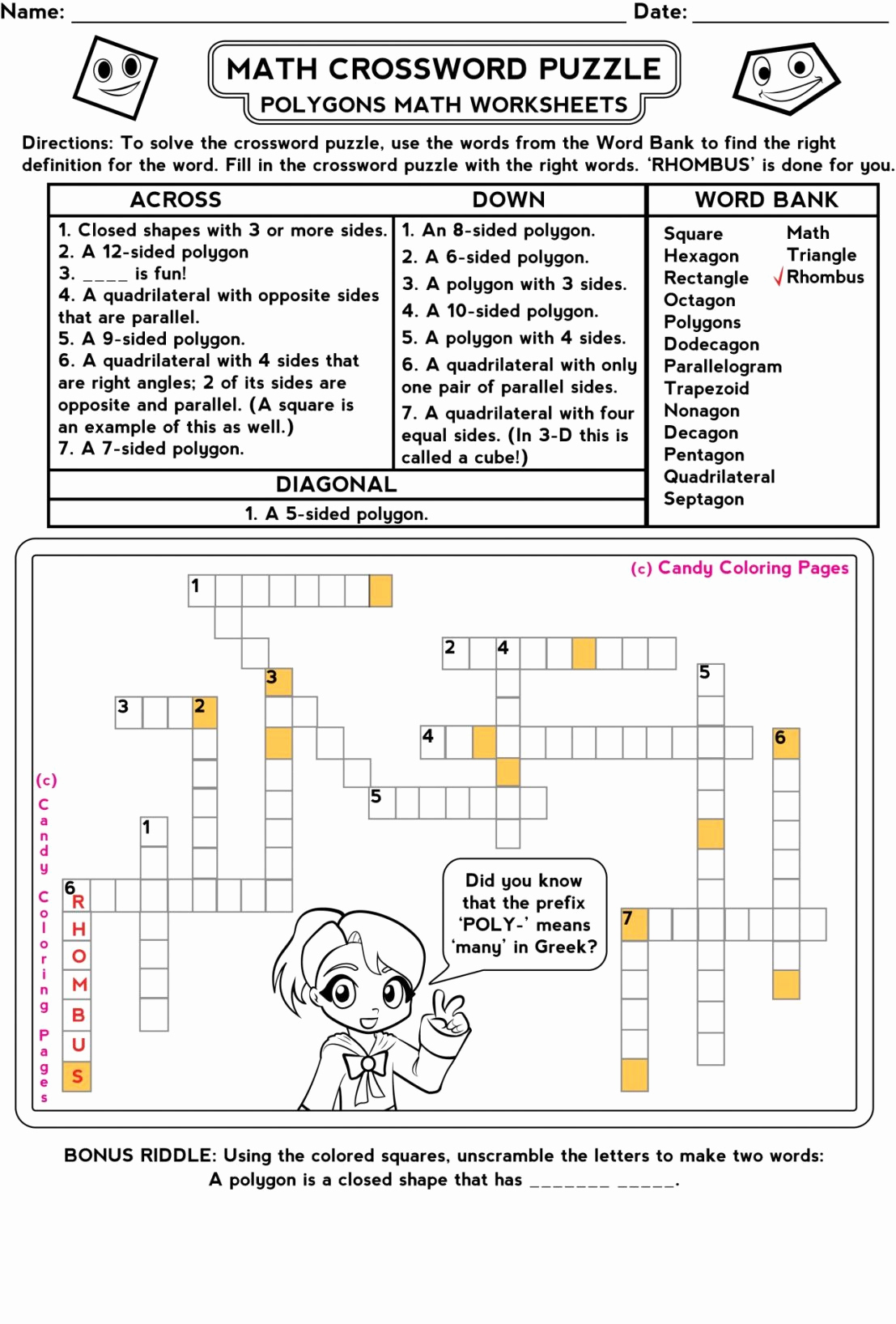 4Th Grade Math Riddles Best Of Magic Square Worksheets - Crossword Puzzle Printable 3Rd Grade