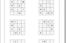 4X4 Magic Square Normal Set 1 Worksheet #magic #square #worksheet - Printable Sudoku Puzzles 4X4