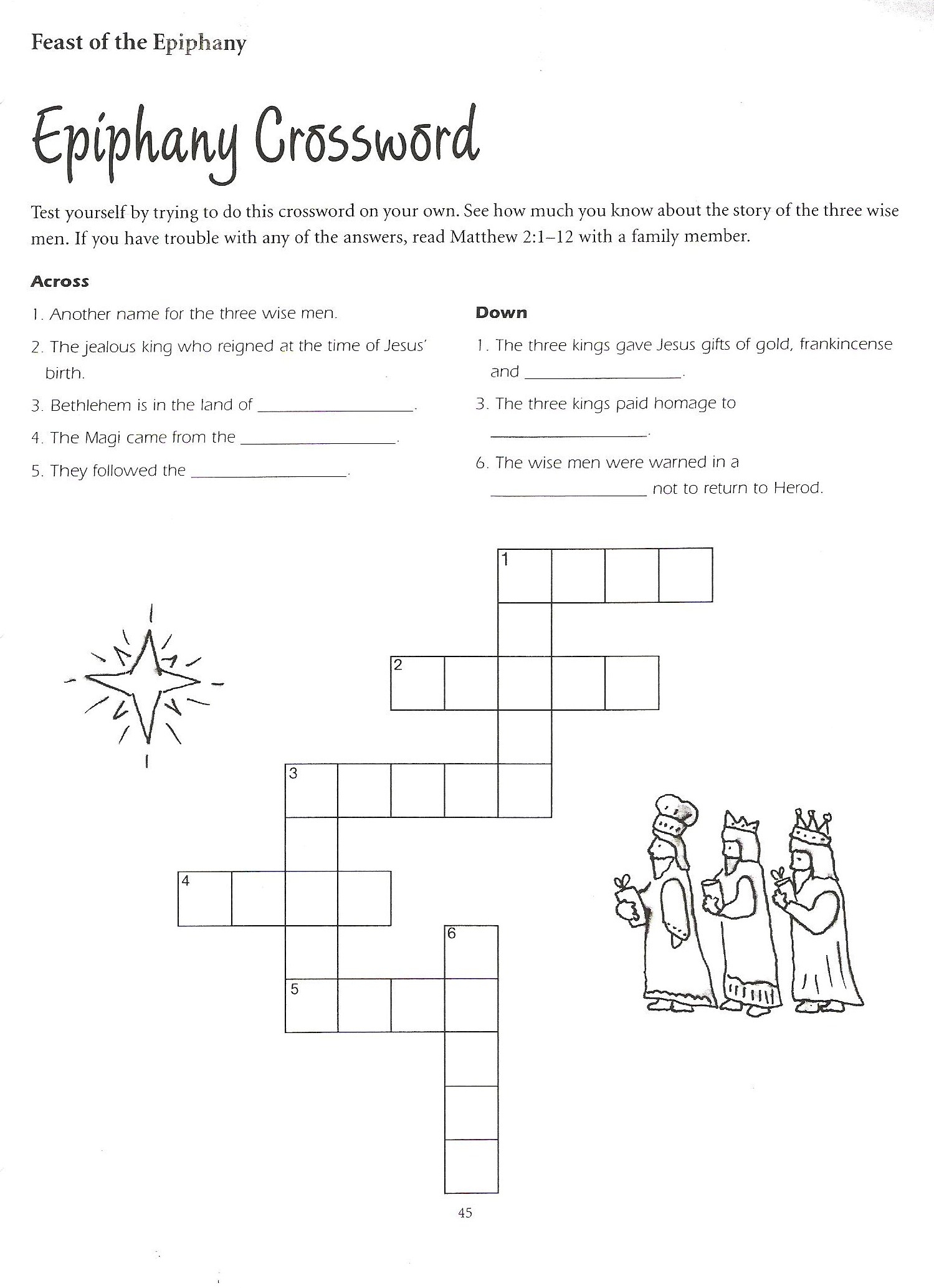 5Th Grade Catechist Resources - Church Of St. Peter&amp;#039;s Mendota Church - Printable Epiphany Crossword Puzzle