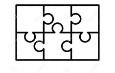 6 White Puzzles Pieces Arranged In A Rectangle Shape. Jigsaw Puzzle - Print On Puzzle Pieces