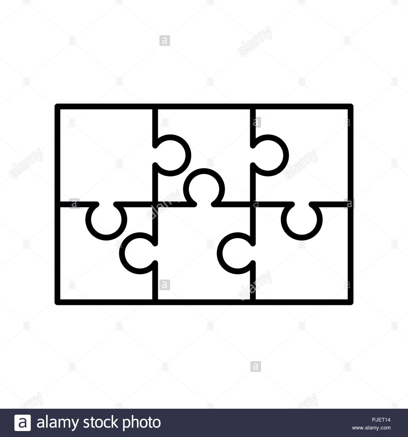 6 White Puzzles Pieces Arranged In A Rectangle Shape. Jigsaw Puzzle - Printable 6 Piece Jigsaw Puzzle