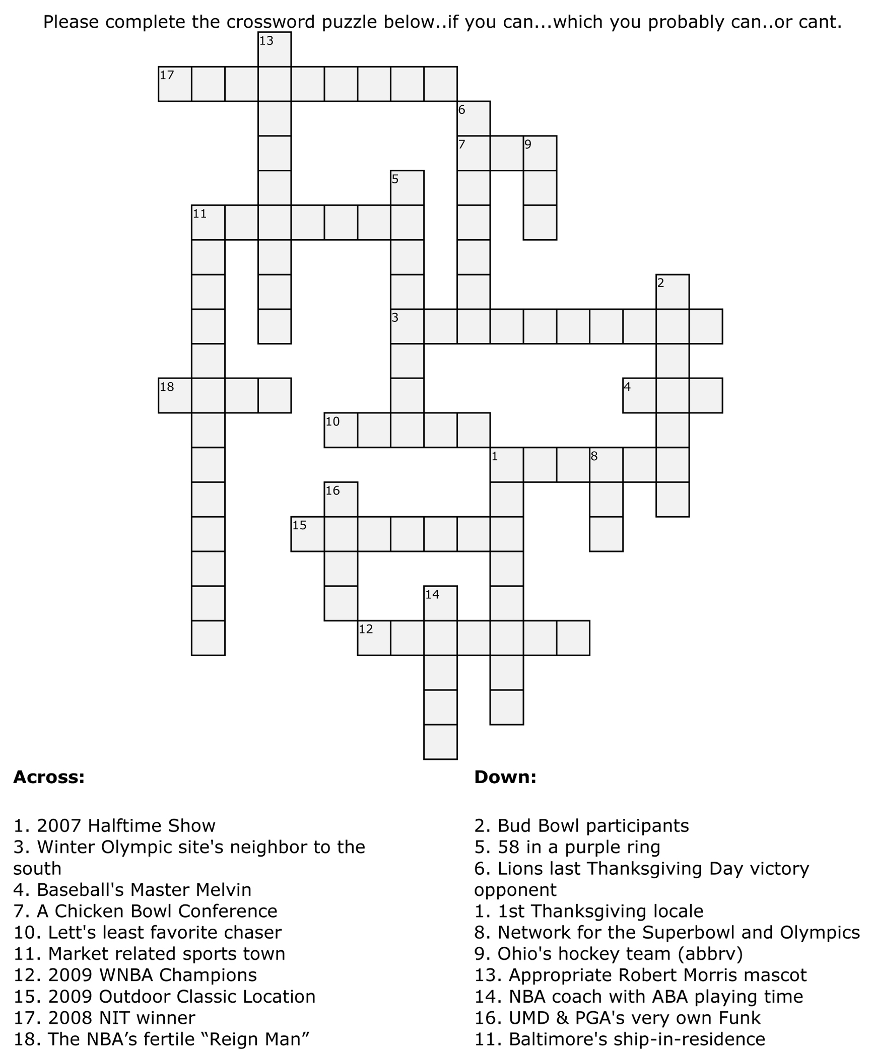 Printable Nfl Crossword Puzzles Printable Crossword Puzzles C58