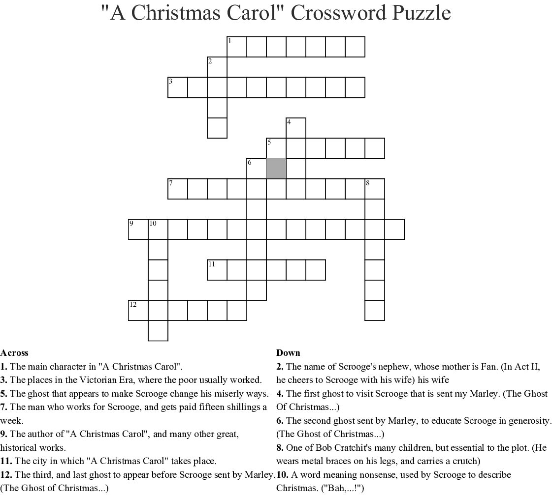 A Christmas Carol&amp;quot; Crossword Puzzle Crossword - Wordmint - A Christmas Carol Crossword Printable