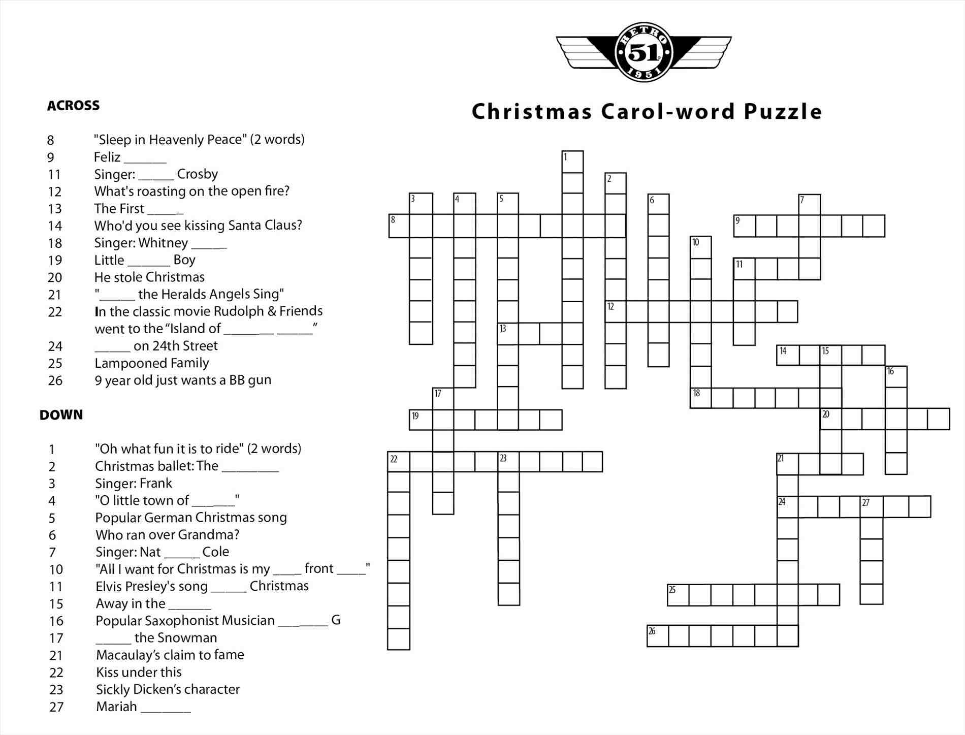 A Christmas Carol Crossword Puzzle Printable – Festival Collections - A Christmas Carol Crossword Printable