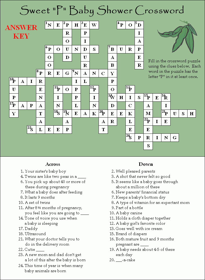 A Fun And Free Baby Shower Crossword Puzzle - Printable Baby Crossword Puzzles