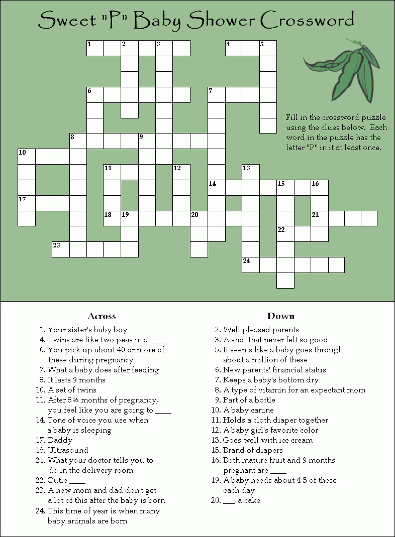 A Fun And Free Baby Shower Crossword Puzzle - Printable Crossword Puzzles For Baby Shower