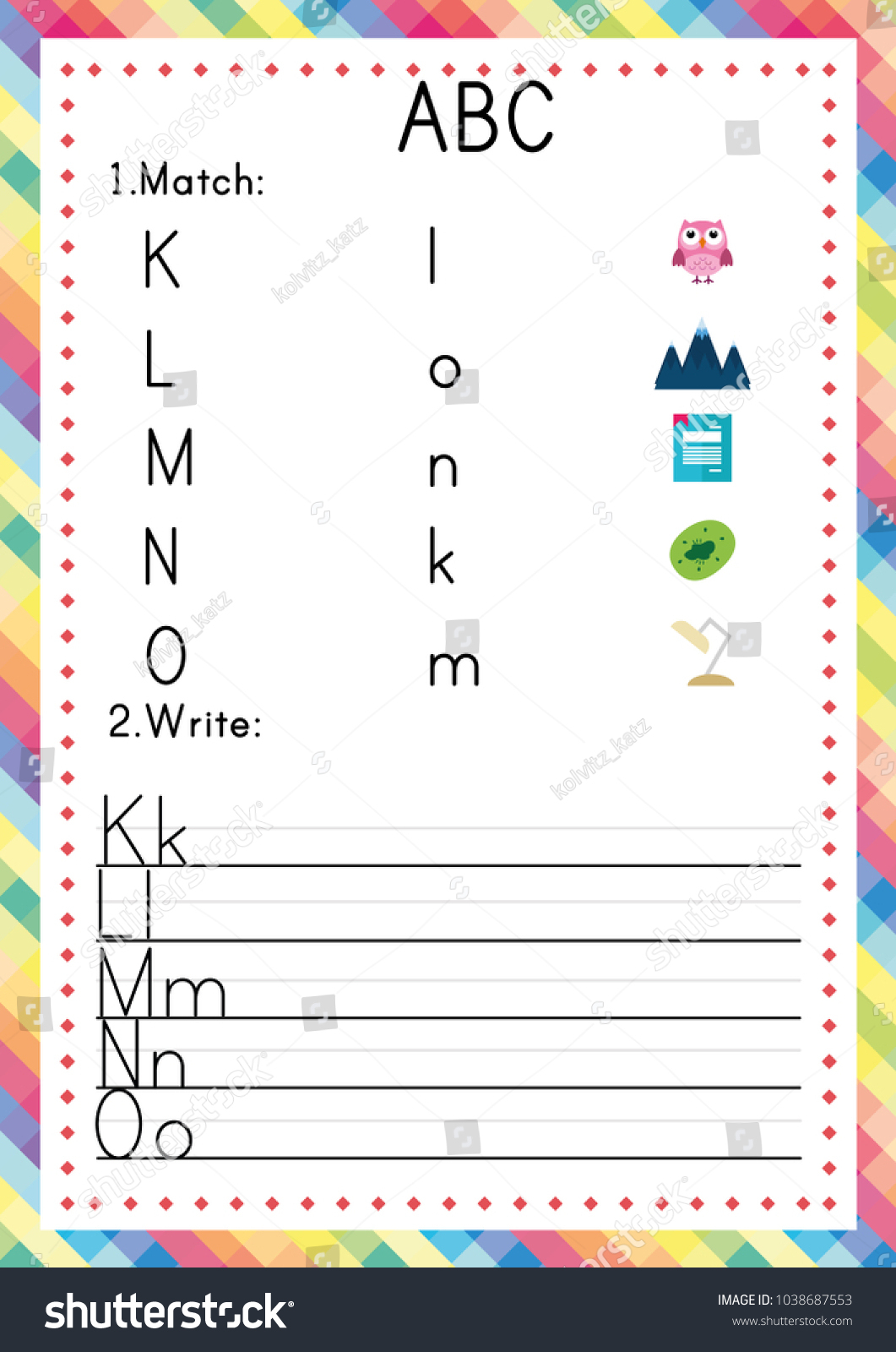 Abc Worksheet Kids English Activity Printable Stock Vector (Royalty - Printable Dropdown Puzzles