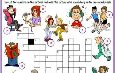 Action Verbs Esl Printable Crossword Puzzle Worksheets For Kids - Printable Lexicon Puzzles