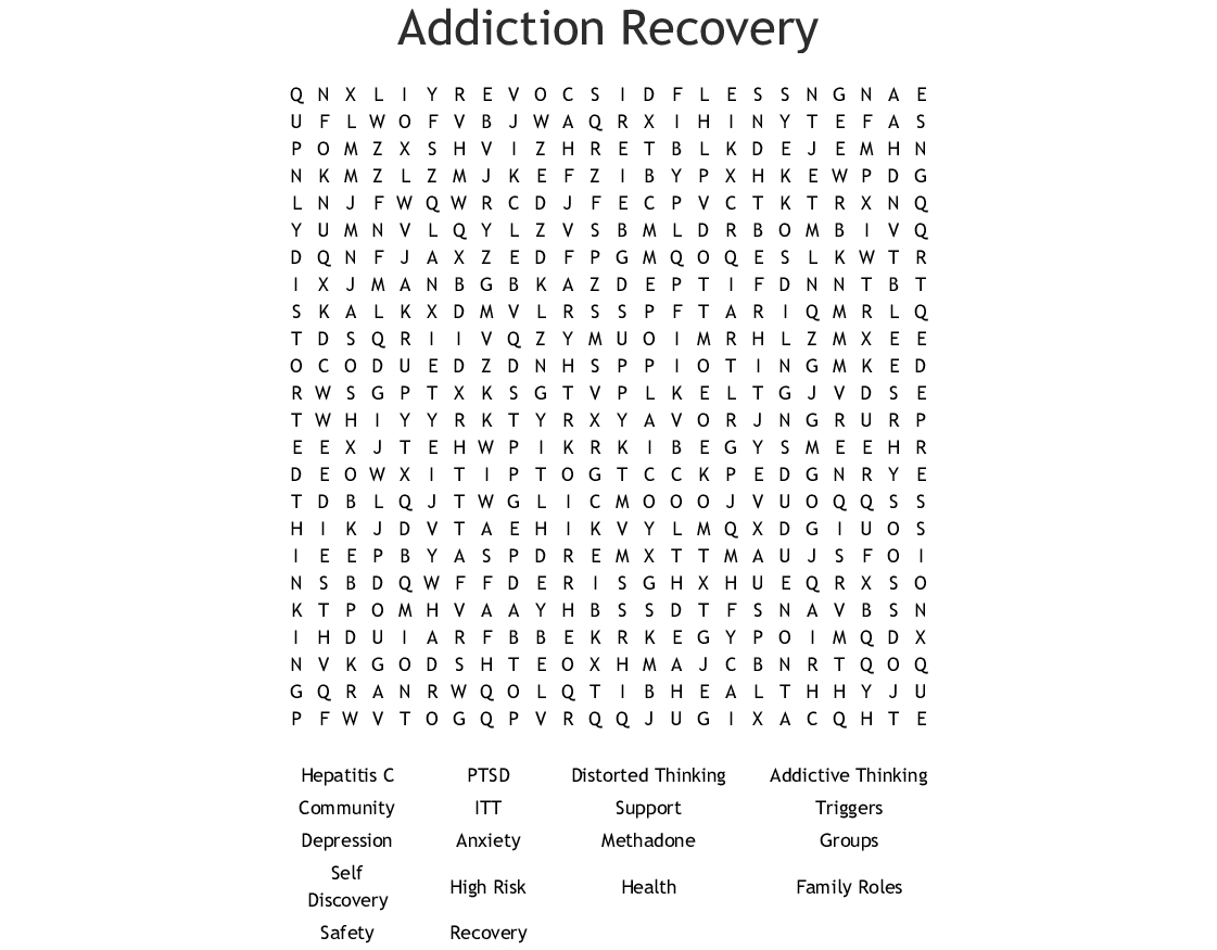 Addiction Recovery Word Search - Wordmint - Free Printable Recovery Crossword Puzzles