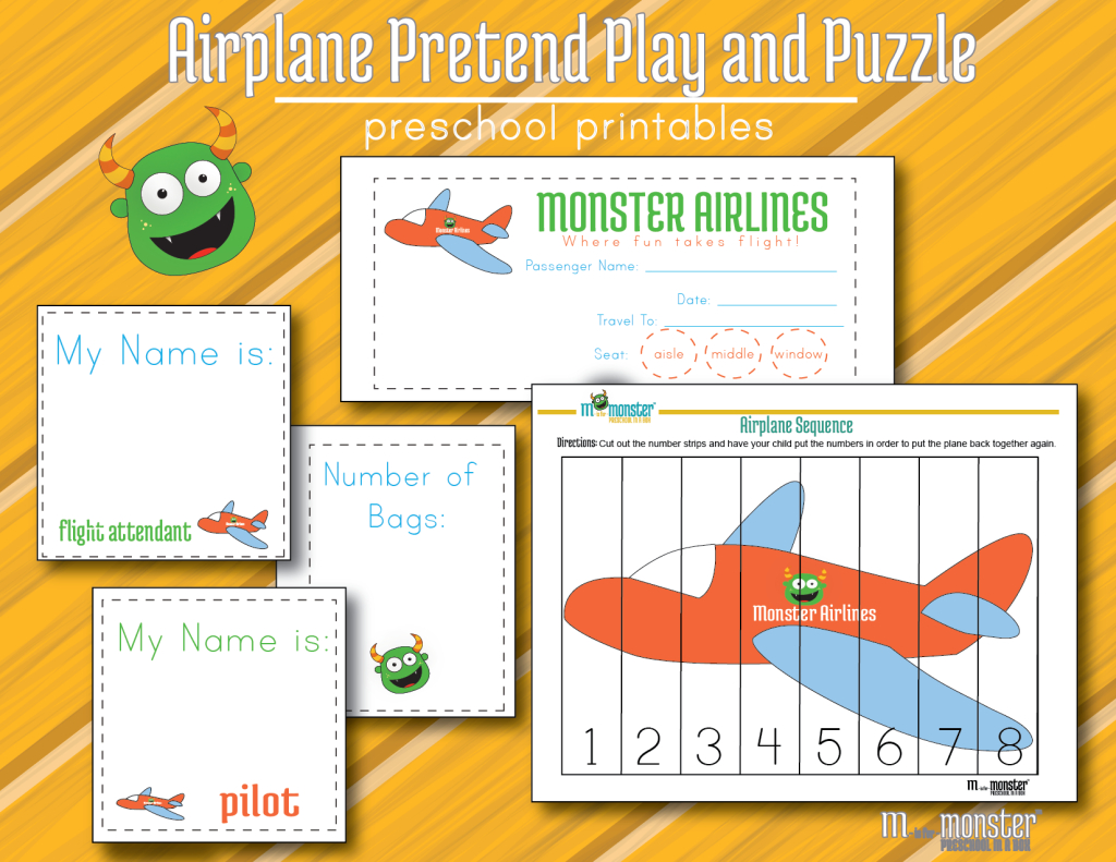 Airplane Free Pretend Play Printables And Math Puzzle For Toddlers - Printable Puzzle For Toddlers