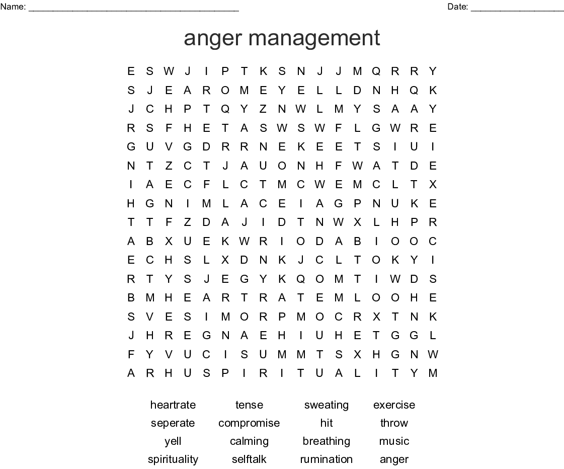 Printable Worksheets Printable Crossword Puzzles On Anger Management 