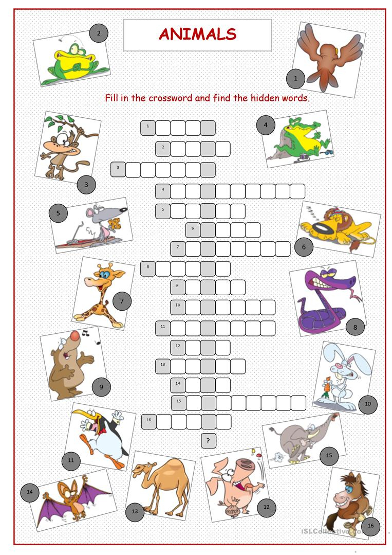 Animals Crossword Puzzle Worksheet - Free Esl Printable Worksheets - Printable Crossword Puzzle Animals