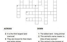 Animals Puzzle - Printable Crossword Puzzles About Animals