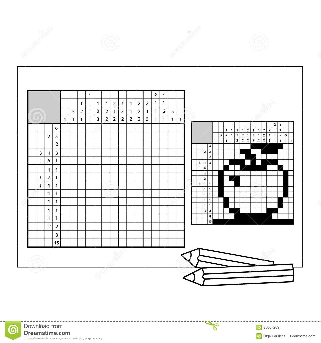 Apple. Black And White Japanese Crossword With Answer. Nonogram - Printable Nonogram Puzzles