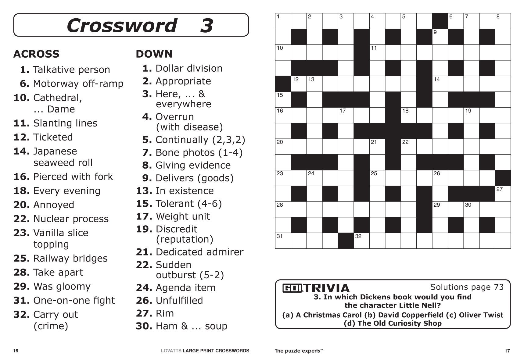 Australian Crossword Puzzles To Print Large Print Crosswords 1 - Printable Crossword Puzzles Australia