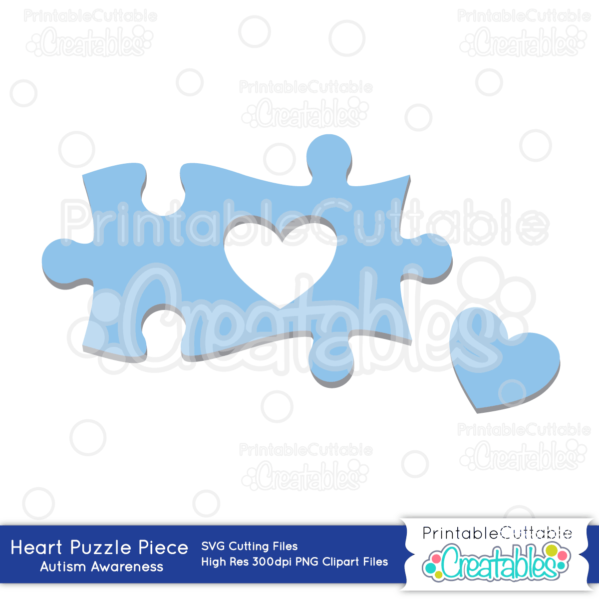 Autism Heart Puzzle Piece - Sofontsy - Printable Autism Puzzle Piece