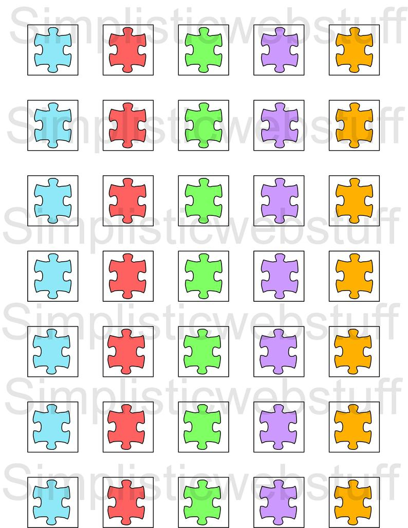 Autism Puzzle Piece 1X1 Inch Square Printable For Pendants | Etsy - Printable Autism Puzzle Piece