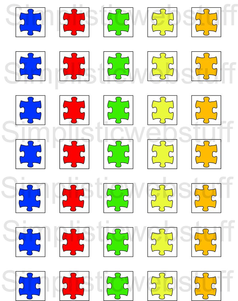 Autism Puzzle Piece 1X1 Inch Square Printable For Pendants | Etsy - Printable Autism Puzzle Piece
