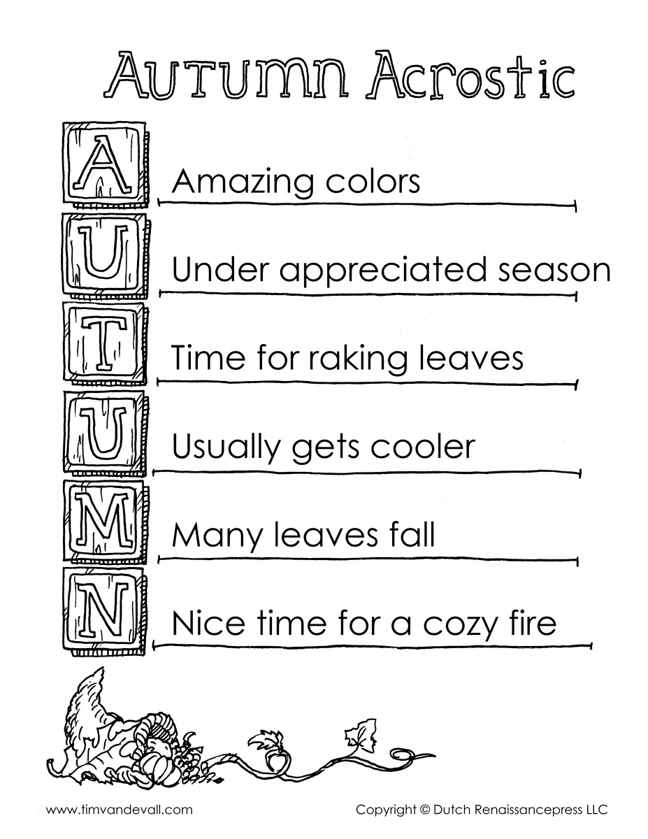 Autumn-Acrostic-Poem-Example - Tim&amp;#039;s Printables - Printable Acrostic Puzzle