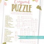 Baby Shower Crossword Puzzle Game . Pink And Gold Girl Baby Shower   Printable Crossword Puzzles For Baby Shower