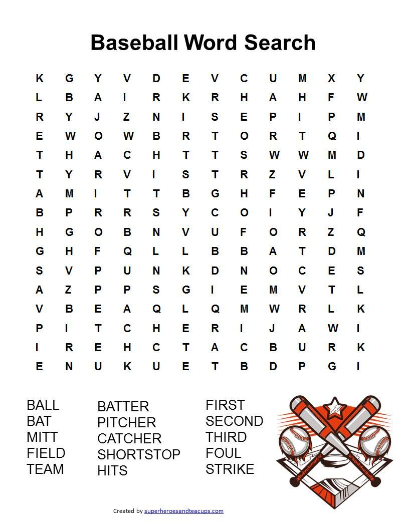 Baseball Word Search Free Printable | Summer Activities | Baseball - Printable Baseball Crossword Puzzles