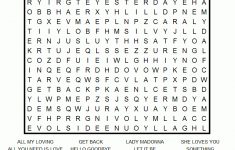 Beatles' Songs Printable Word Search Puzzle - Printable Crossword Word Search