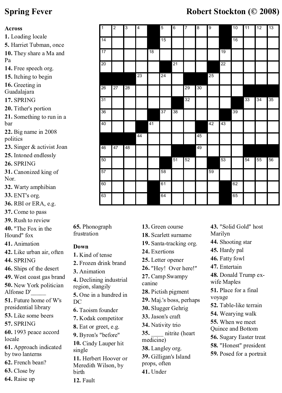 Spring Crossword Puzzle Printable