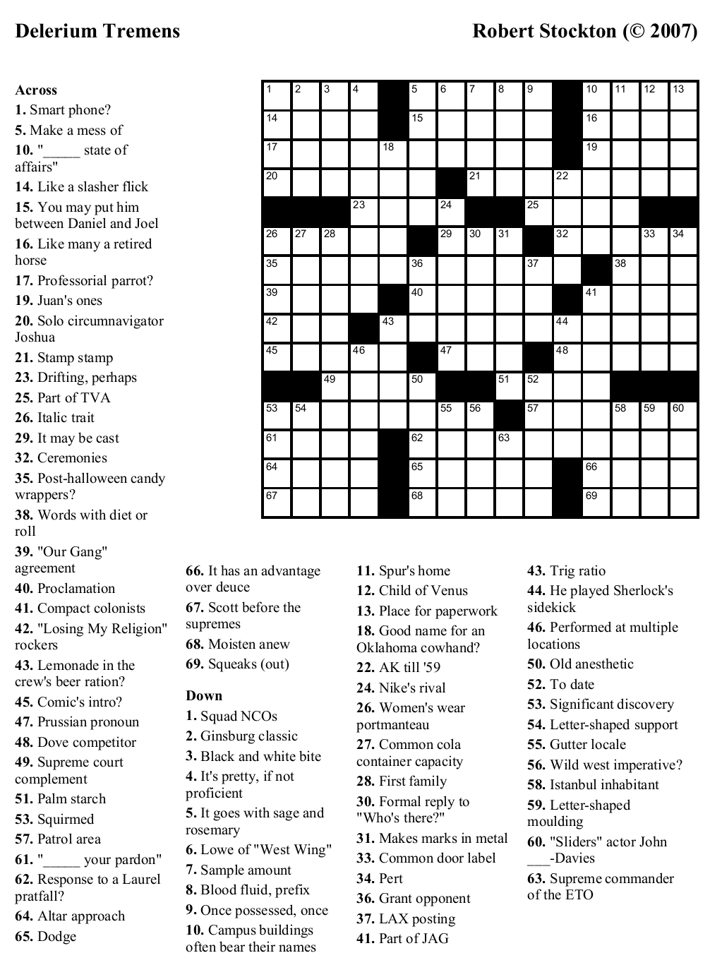 Beekeeper Crosswords - October Crossword Puzzle Printable