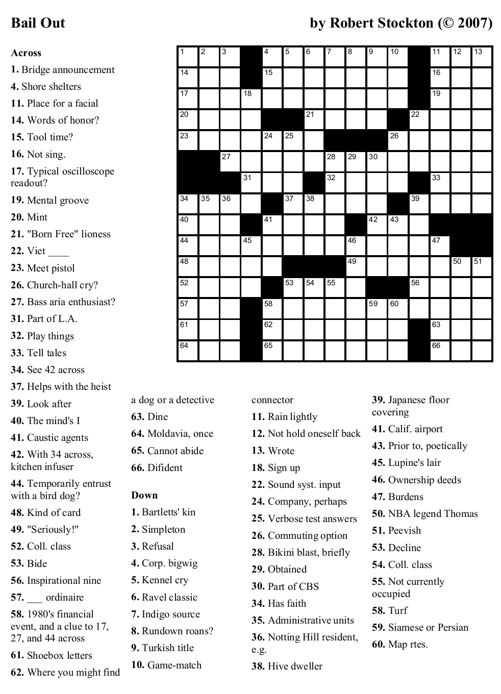 Common Crossword Clues Starting With M