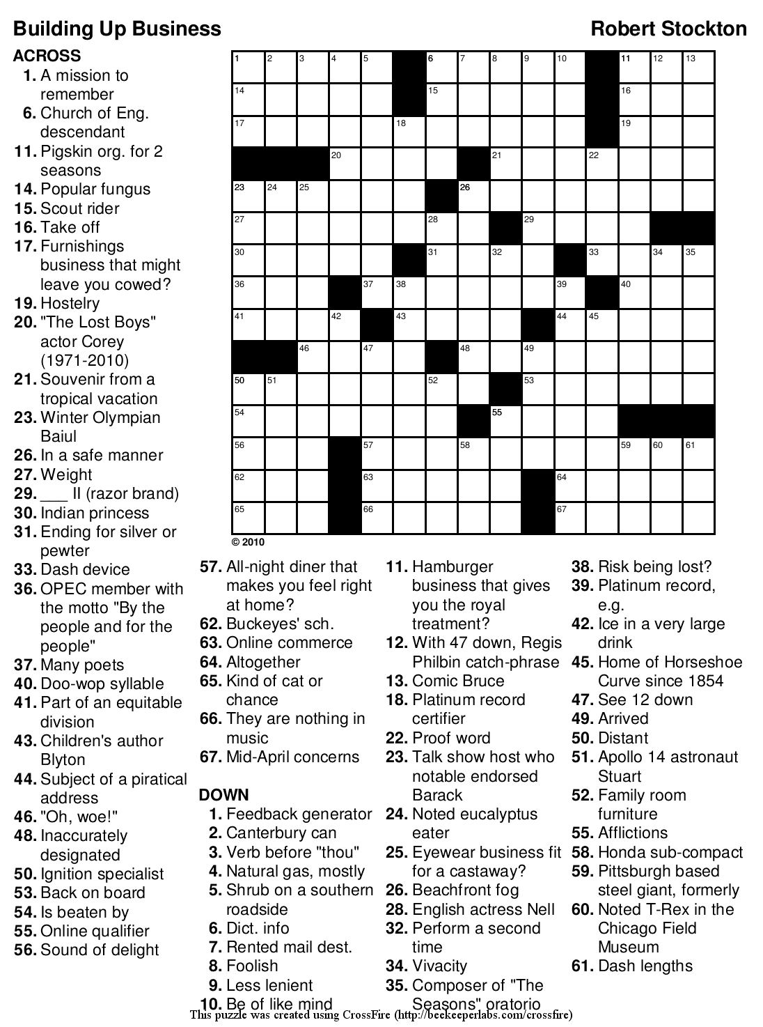 Beekeeper Crosswords - Printable Crossword Puzzle Maker Download