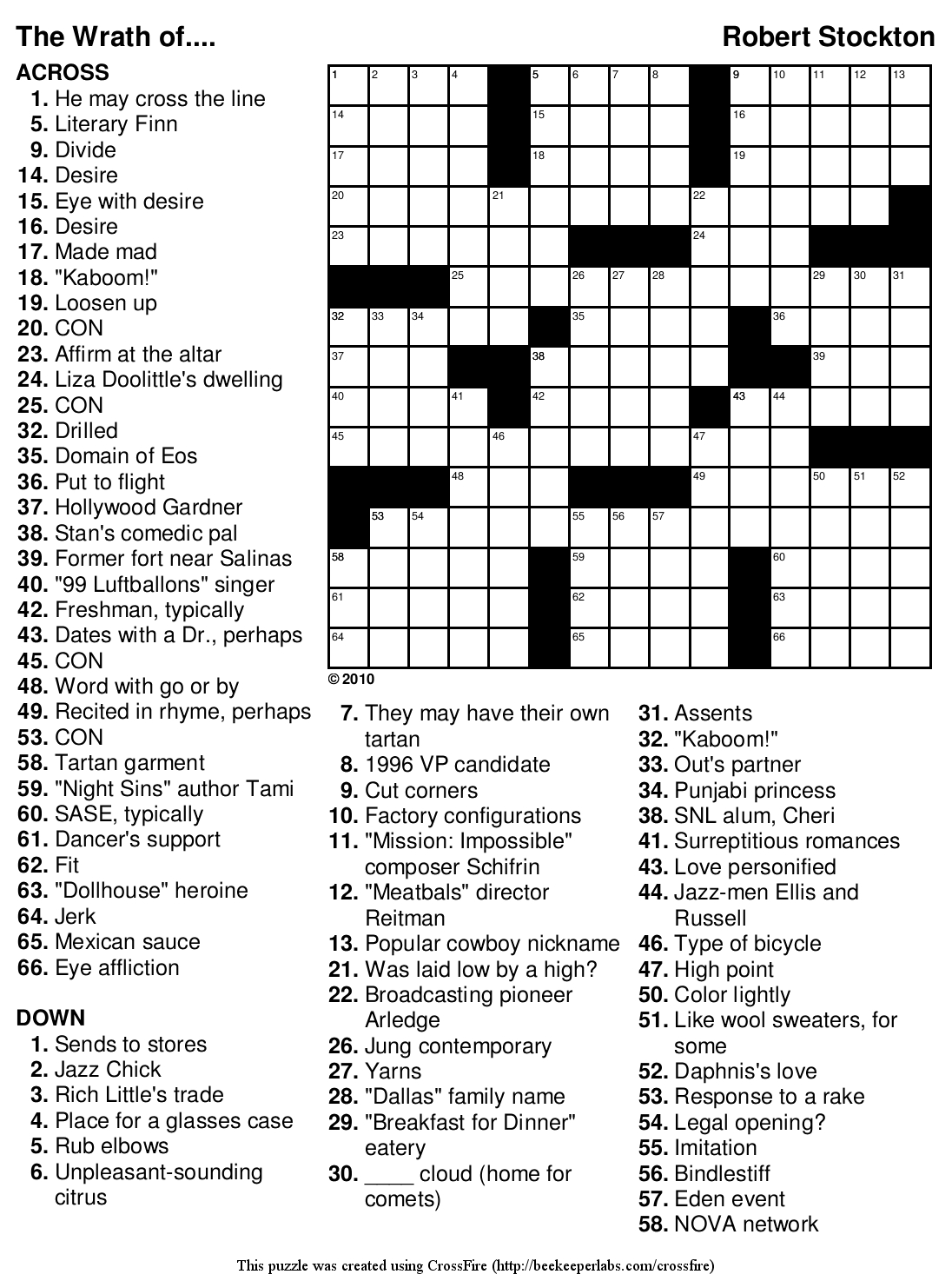 Beekeeper Crosswords - Printable Crossword Puzzles 2010