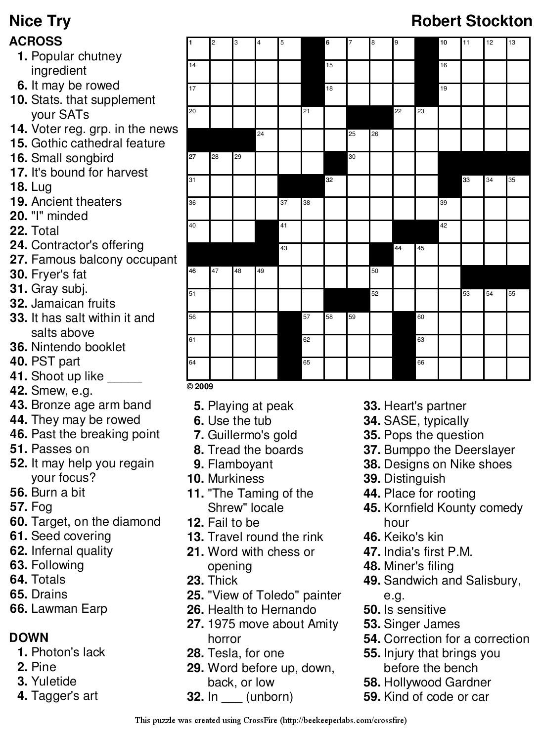 Beekeeper Crosswords - Printable Crossword Puzzles About Food