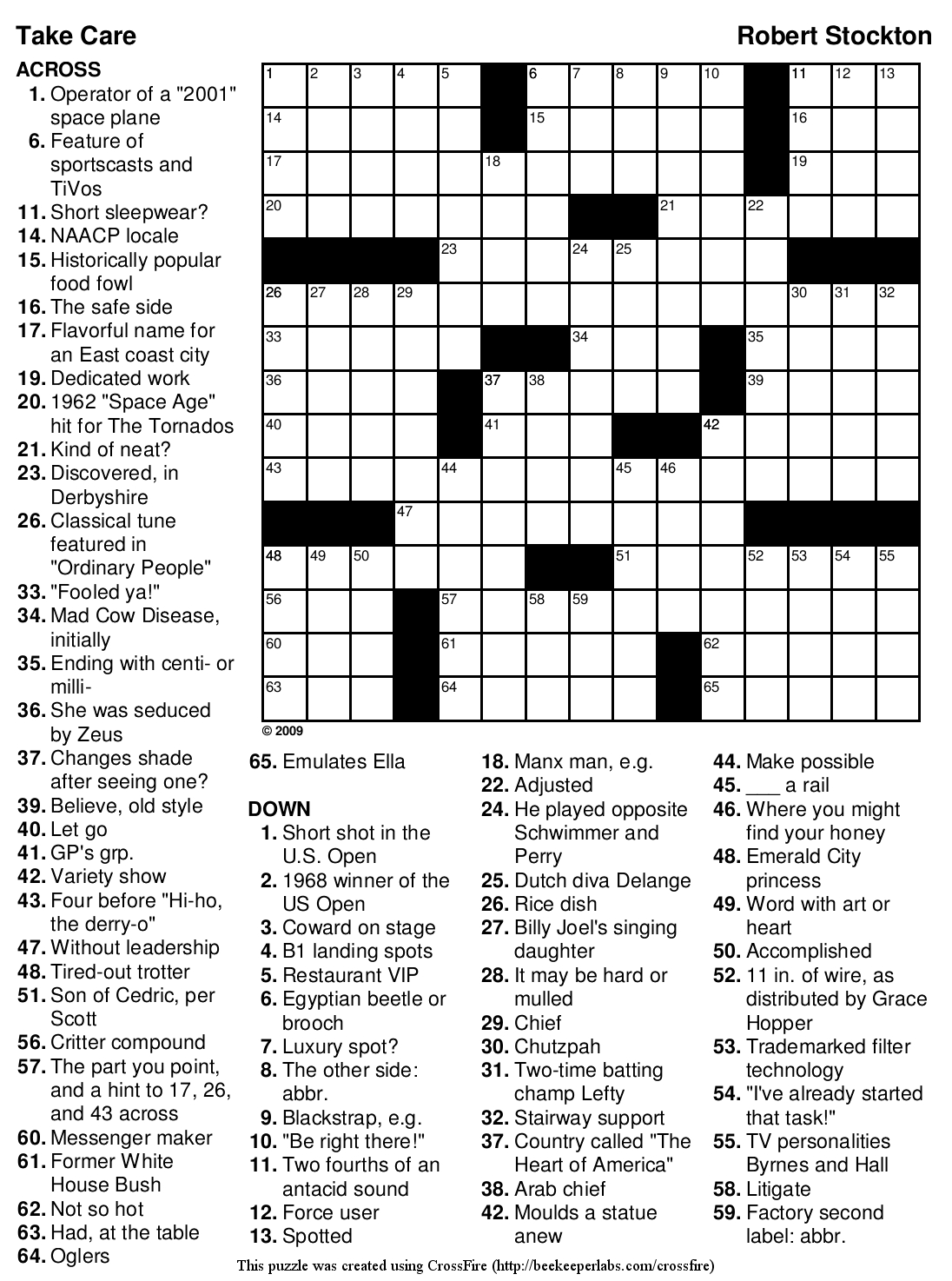 Beekeeper Crosswords - Printable Sports Crossword Puzzles With Answers