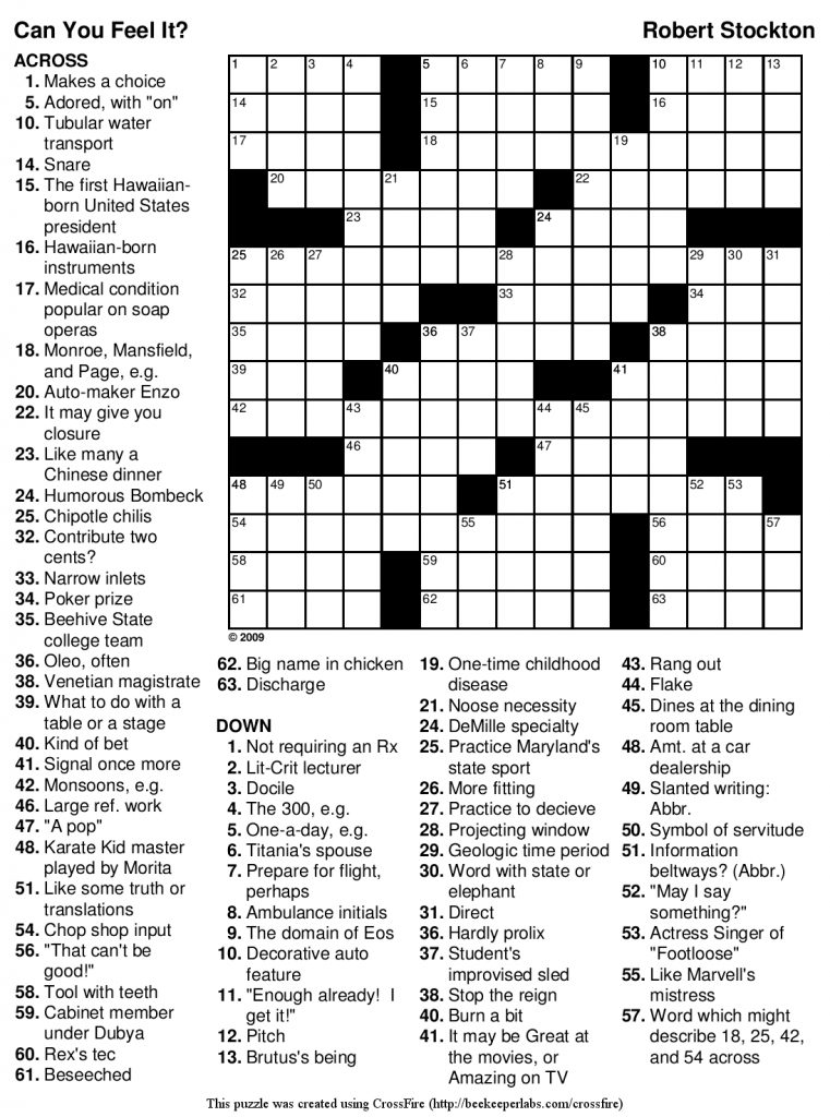 teenage crossword puzzles online