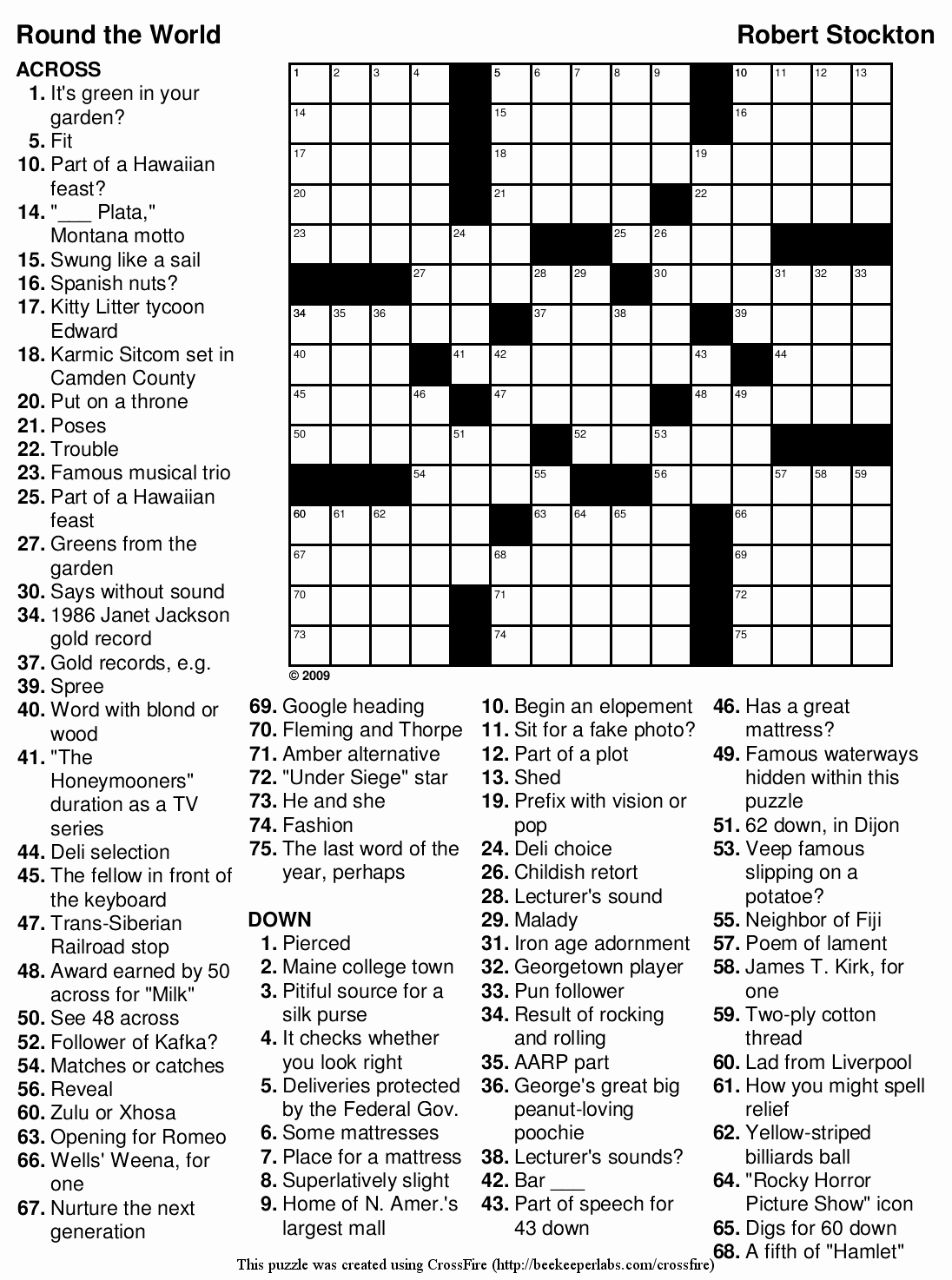 free daily printable crossword puzzles for adults