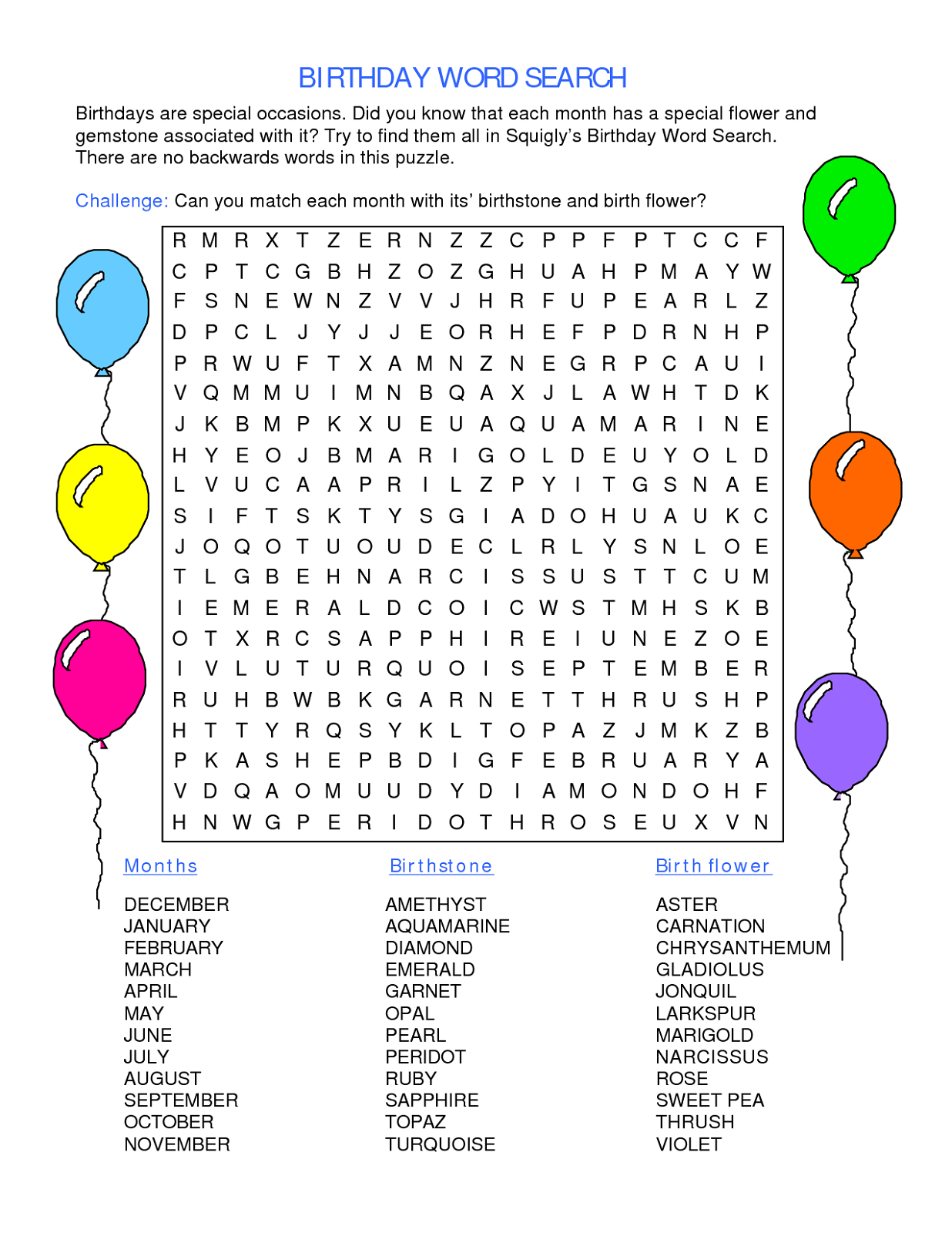 Birthday Word Search | Kiddo Shelter | Educative Puzzle For Kids - Printable Birthday Puzzles